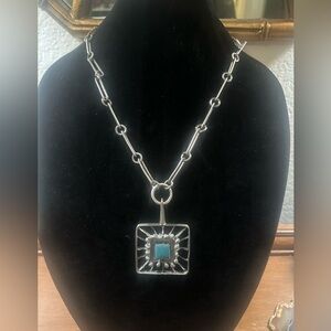 Vintage  Lysgards Design Danish Modern Brutalist pewter necklace 25” chain